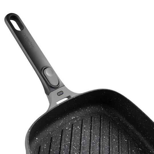 BERGHOFF GEM ÇIRALABİLİR SAPLI STAY COOL IZGARA KARE TAVA GRİ 24 CM