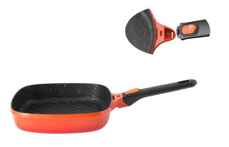 BERGHOFF GEM ÇIRALABİLİR SAPLI STAY COOL IZGARA TAVA TURUNCU 24 CM
