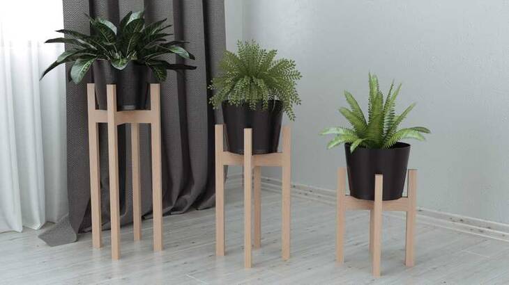 BİEN BİE-7001 AHŞAP SAKSI STANDI 3'LÜ SET