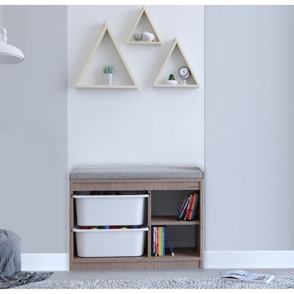 BİENWOOD - BİENWOOD BİE 4000 AHŞAP MİNDERLİ 2Lİ PLASTİK ÇEKMECELİ RAF