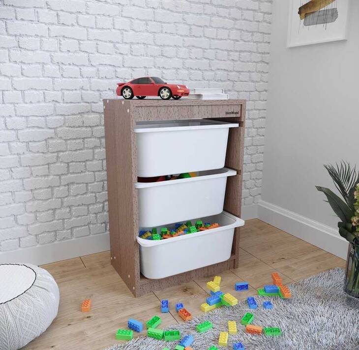 BİENWOOD BIE-4003 3'LÜ PLASTİK ÇEKMECELİ RAF