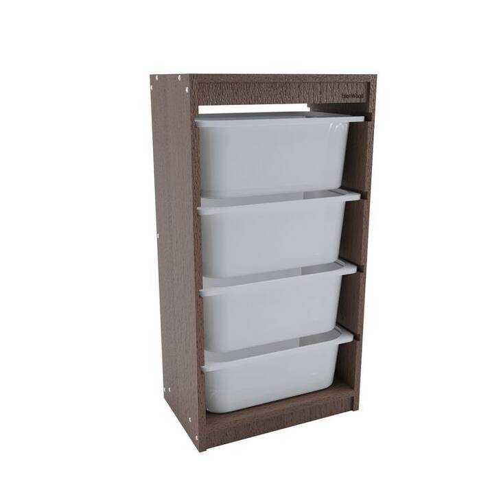 BİENWOOD Bie-4004 4'Lü Plastik Çekmeceli Ahşap Raf