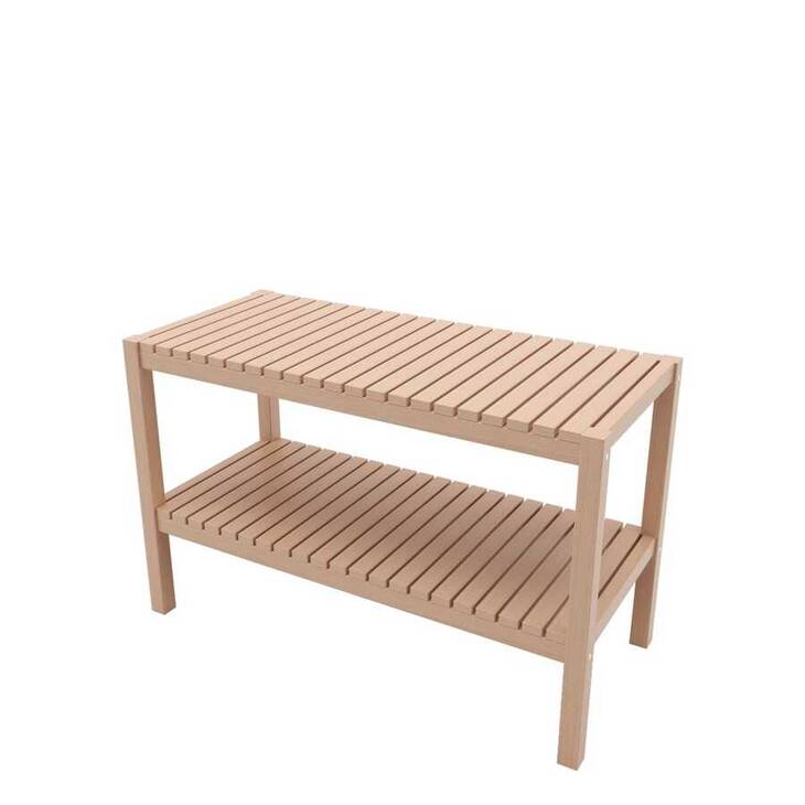 Bienwood Bie-7017 Ahşap Izgaralı 2 Raflı Banyo Rafı