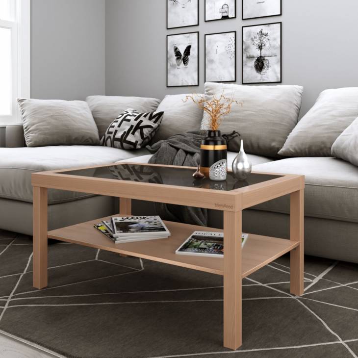 BİENWOOD BİE-7040 AHŞAP CAMLI MASİF RAFLI ORTA SEPHA