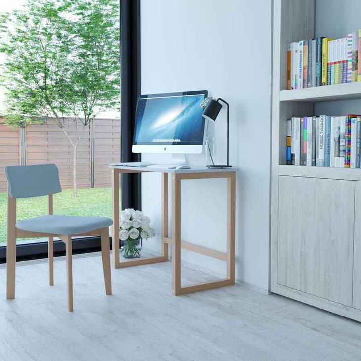 Bienwood Bie-7041 Ahşap-MDF Beyaz Çalışma Masası