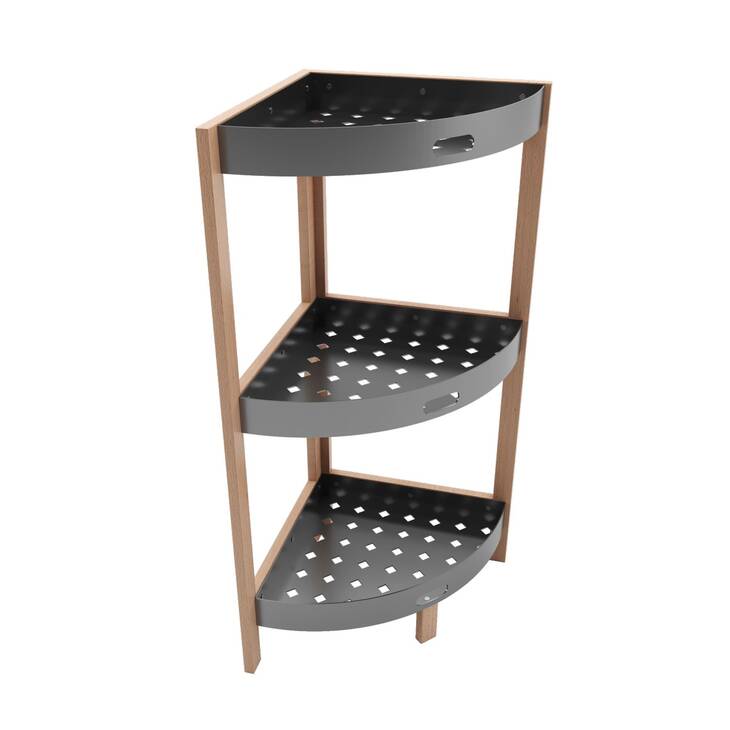 BİENWOOD BİE-7208 AHŞAP KÖŞE 3 KATLI PLASTİK RAF