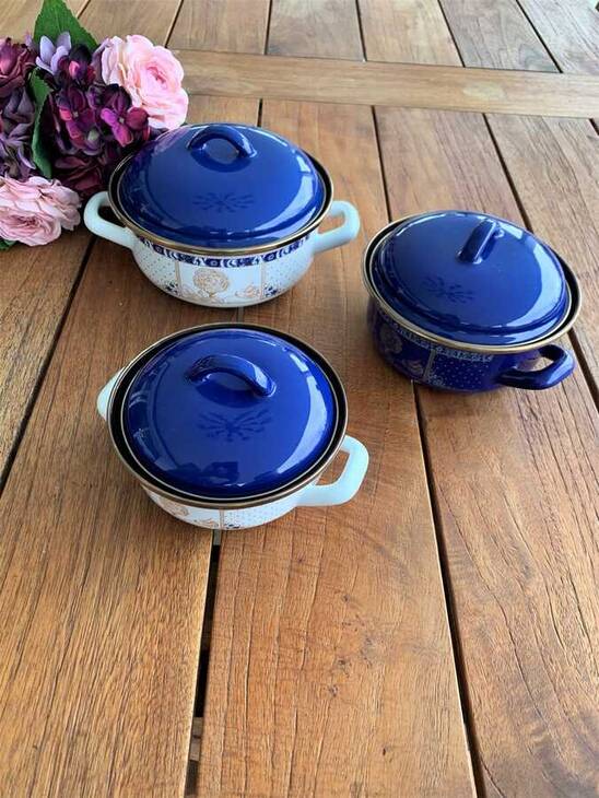 BLUE ROSE 3LÜ EMAYE PİŞİR SAKLA SET