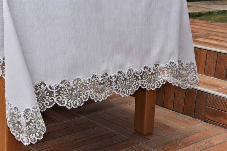 GRİ FRANSIZ DANTEL MASA ÖRTÜSÜ