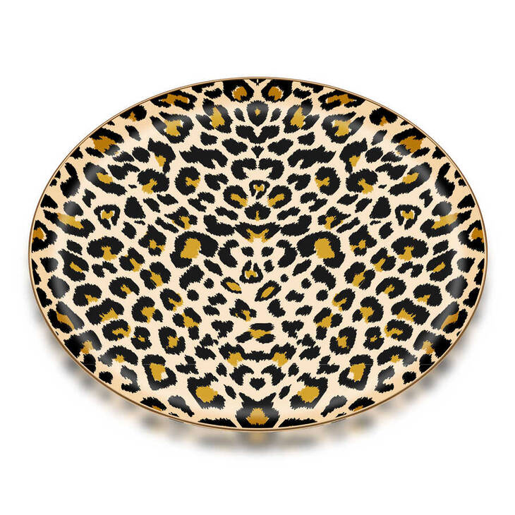 LEOPAR -D PARLAK ALTIN CAM TEPSİ 35/35