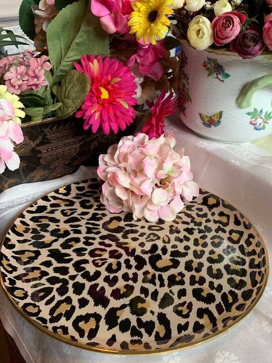 LEOPAR -D PARLAK ALTIN CAM TEPSİ 35/35