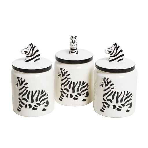 LYHB001 ZEBRA 3LÜ PORSELEN KAVANOZ SETİ