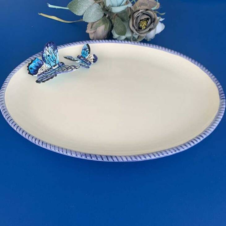 LYL102 MAVİ KELEBEK OVAL SERVİS TABAĞI