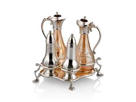  - MAG-10421-G GÜMÜŞ KAPLAMA YAĞDANLIK/SİRKELİK/TUZ-BİBER SETİ