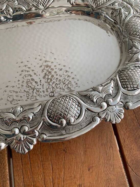 MAG 6357 GÜMÜŞ KAPLAMA KULPLU OVAL TEPSİ