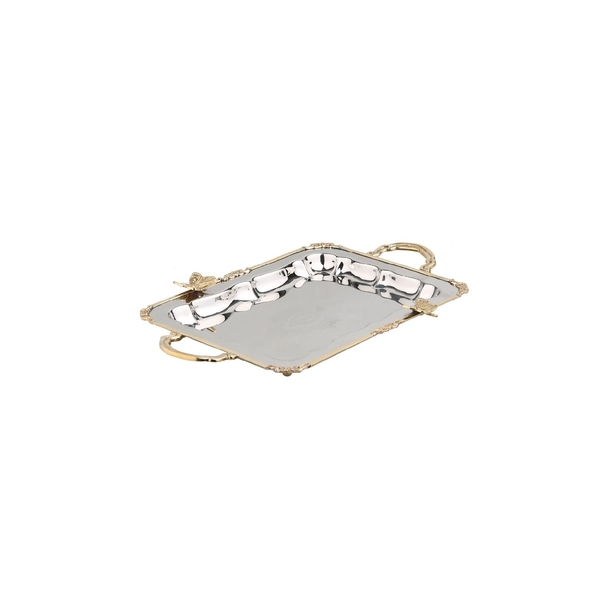 EZEM - MI 037 SİLVER GOLD BUTTERFLY TEPSİ 32&24 CM