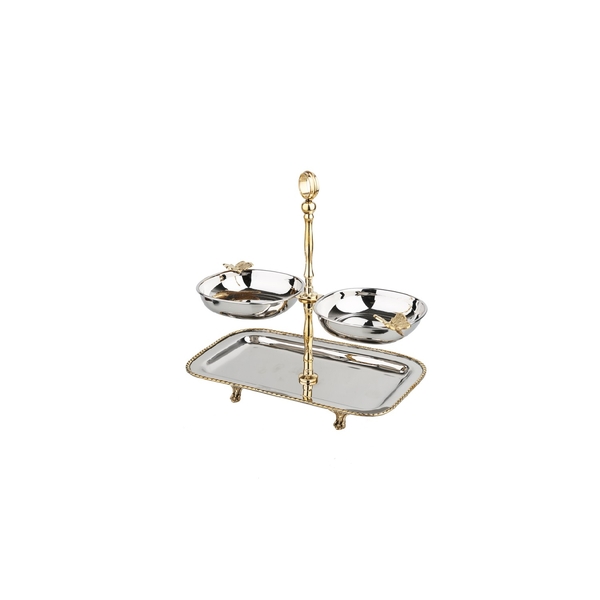 EZEM - MI 045 SİLVER GOLD BUTTERFLY ÇEREZLİK TEPSİ