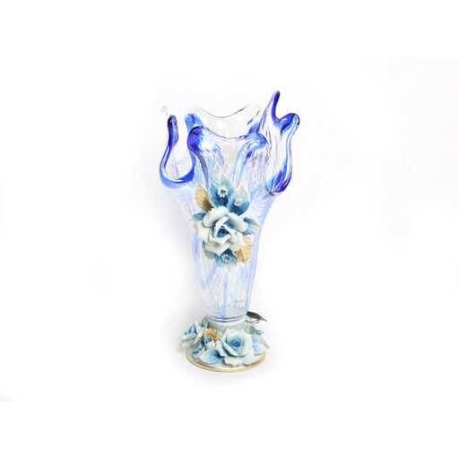 MURANO İTALY MAVİ VAZO MO 049