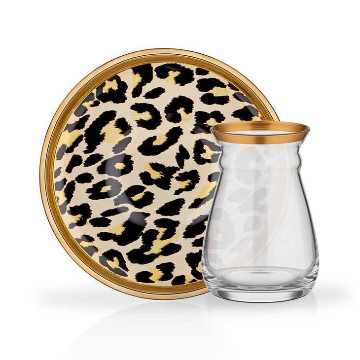 NİHAVENT ÇAY TAKIMI LEOPAR KAHVERENGİ