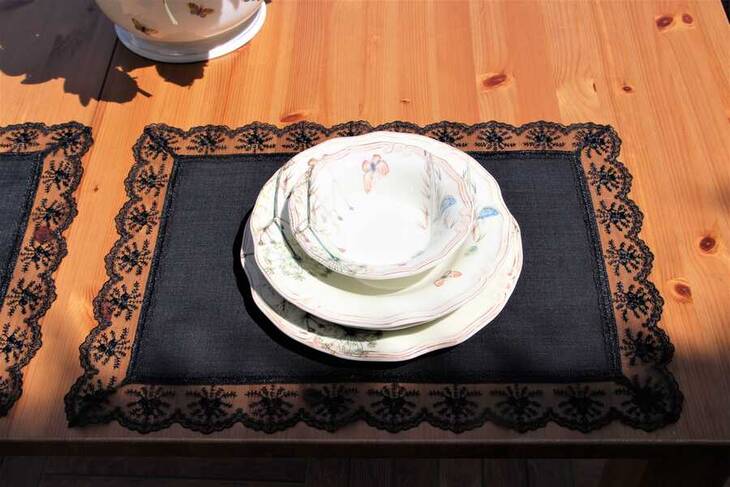 Siyah Keten Amerikan servis 35&50 cm