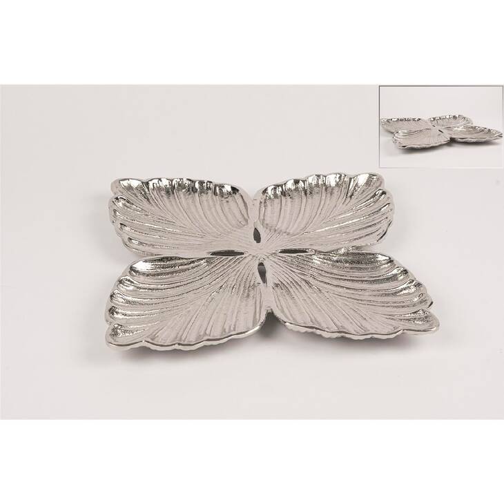 Tab.331 - Antik Gmş Yonca Metal Dekoratif Tabak/Çerezlik 26x26cm
