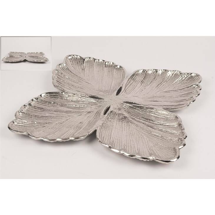 Tab.348 - Antik Gmş Yonca Metal Dekoratif Tabak /Çerezlik 33x33