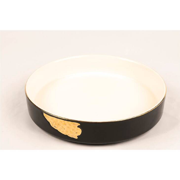 Tab.763 - Siyah Yuvarlak Porselen Servis Tabağı 23cm