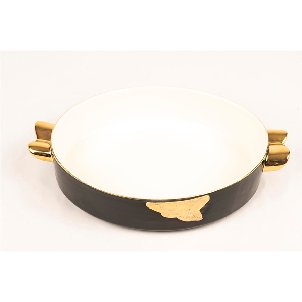 EZEM - Tab.848 - Siyah Oval Porselen Servis Tabağı 27x18cm