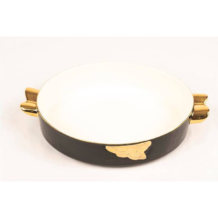 Tab.848 - Siyah Oval Porselen Servis Tabağı 27x18cm