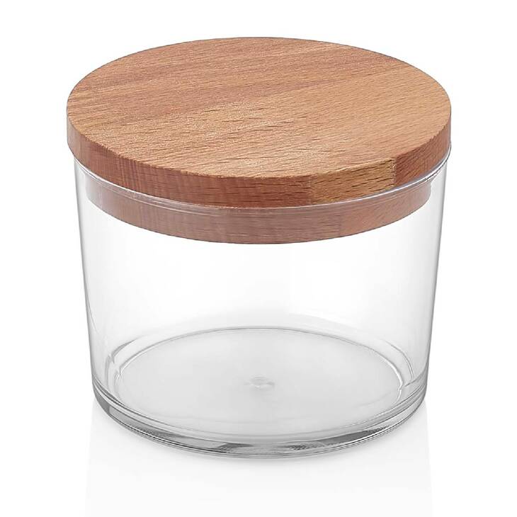TABOO TAB-1061 AHŞAP KAPAKLI PLASTİK SAKLAM KABI(0,3 LT)